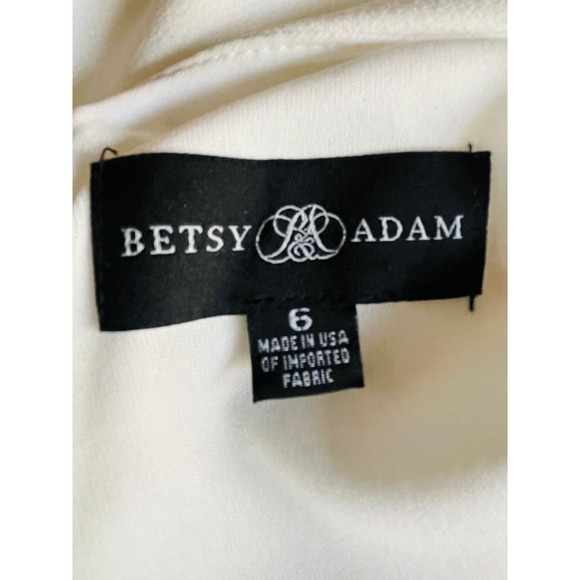 $260 BETSY and ADAM Jordan Draped Arm Scuba Crepe Sheath White Dress SIZE 6 EUC - Picture 4 of 9